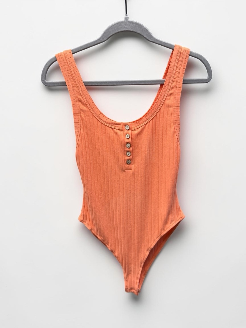 Free People Intimately FP Ribbed Henley Bodysuit Orange Size XS NWT